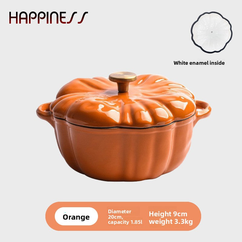 Small Happiness Cast Iron Pumpkin Enamel Pot Stew Pot