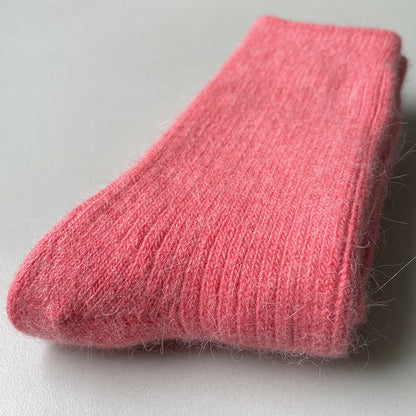 Double Needle Rabbit Wool Blend Fleece Lined Winter Socks
