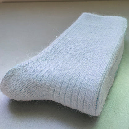 Double Needle Rabbit Wool Blend Fleece Lined Winter Socks