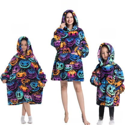Turtleneck and patch front hooded blanket