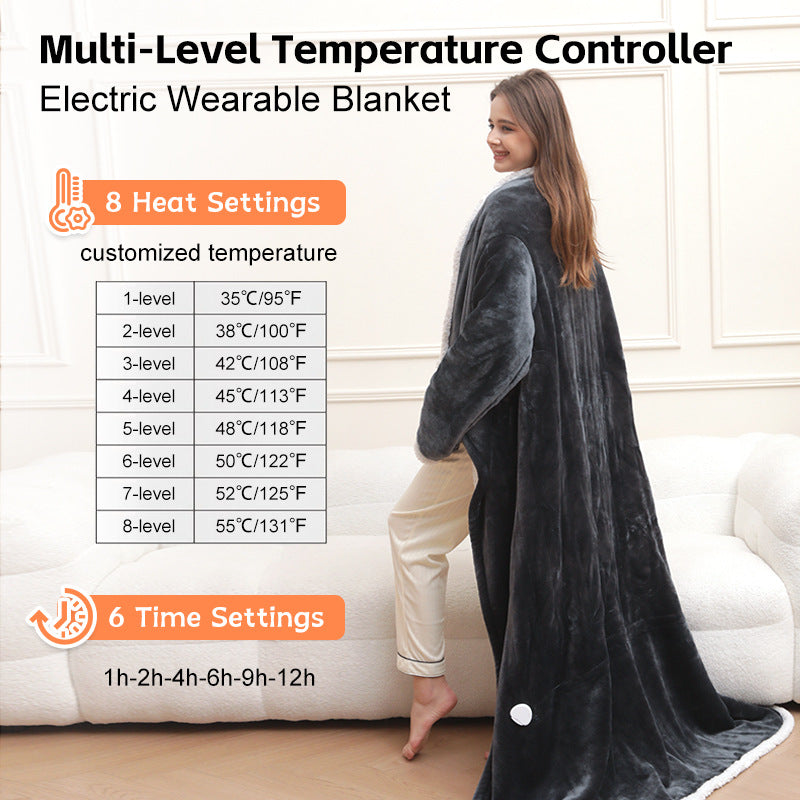 Wearable Electric Blanket with Sleeves and Foot Pockets