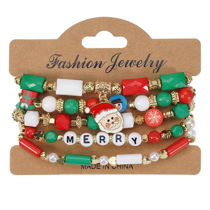 Christmas Beaded Bracelet with Holiday Charms