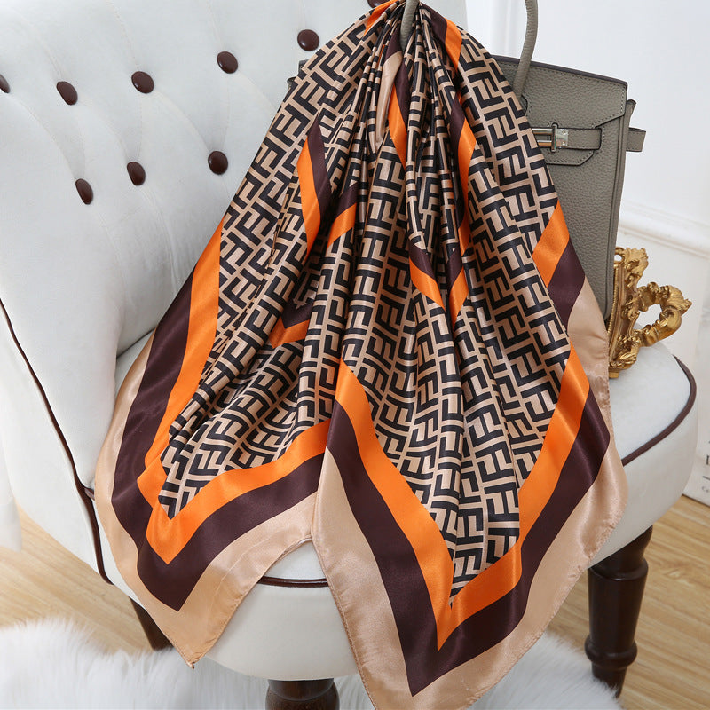 Retro Cashew Pattern Silk Scarf, Large Square Scarf for Women, Stylish and Fashionable for Spring, Autumn, and Winter, Thin Summer Shawl