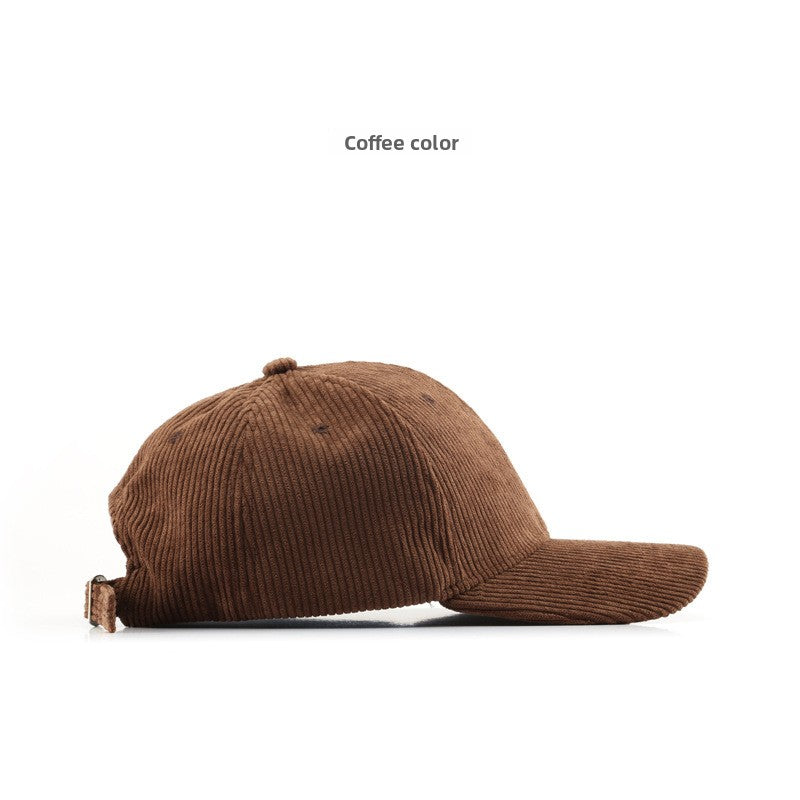 Autumn and Winter Women's Corduroy Emis Style Baseball Cap Japanese Trendy Men's Large Head Circumference Face-Slimming Duckbill Cap