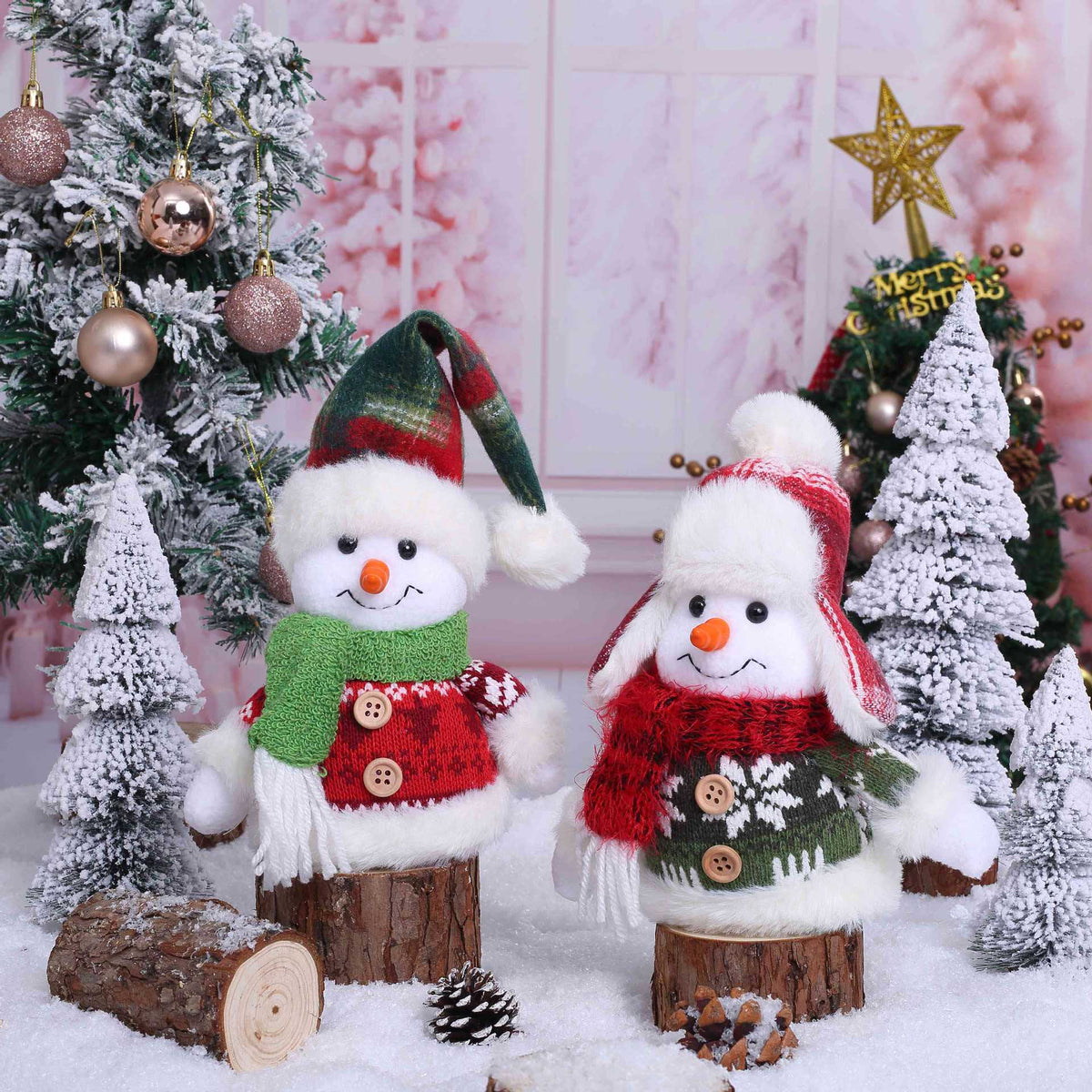 Christmas snowman sitting figure doll