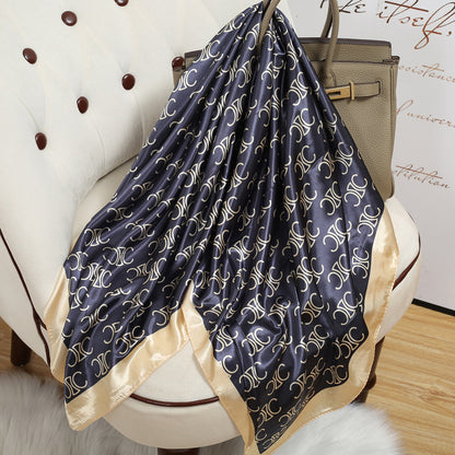 Retro Cashew Pattern Silk Scarf, Large Square Scarf for Women, Stylish and Fashionable for Spring, Autumn, and Winter, Thin Summer Shawl