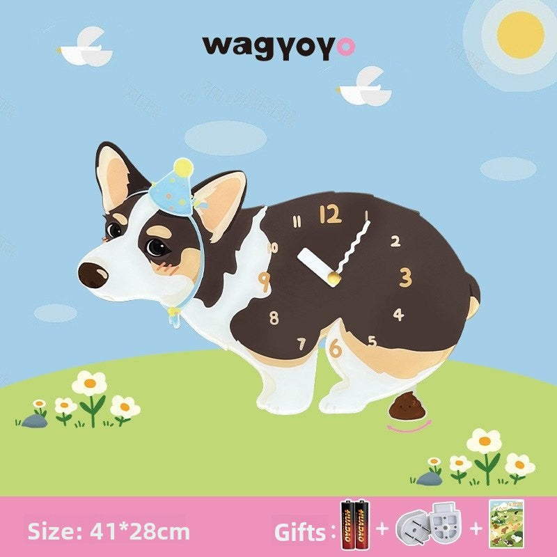 Pet Themed Silent Wall Clock with Moving Decoration