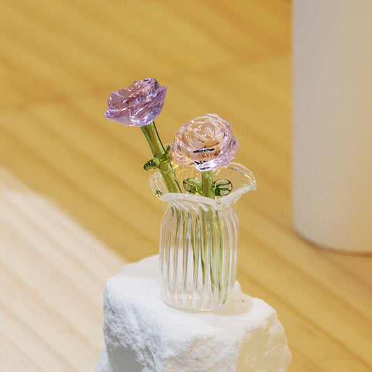 Glazed Glass Rose Bouquet Desktop Decoration