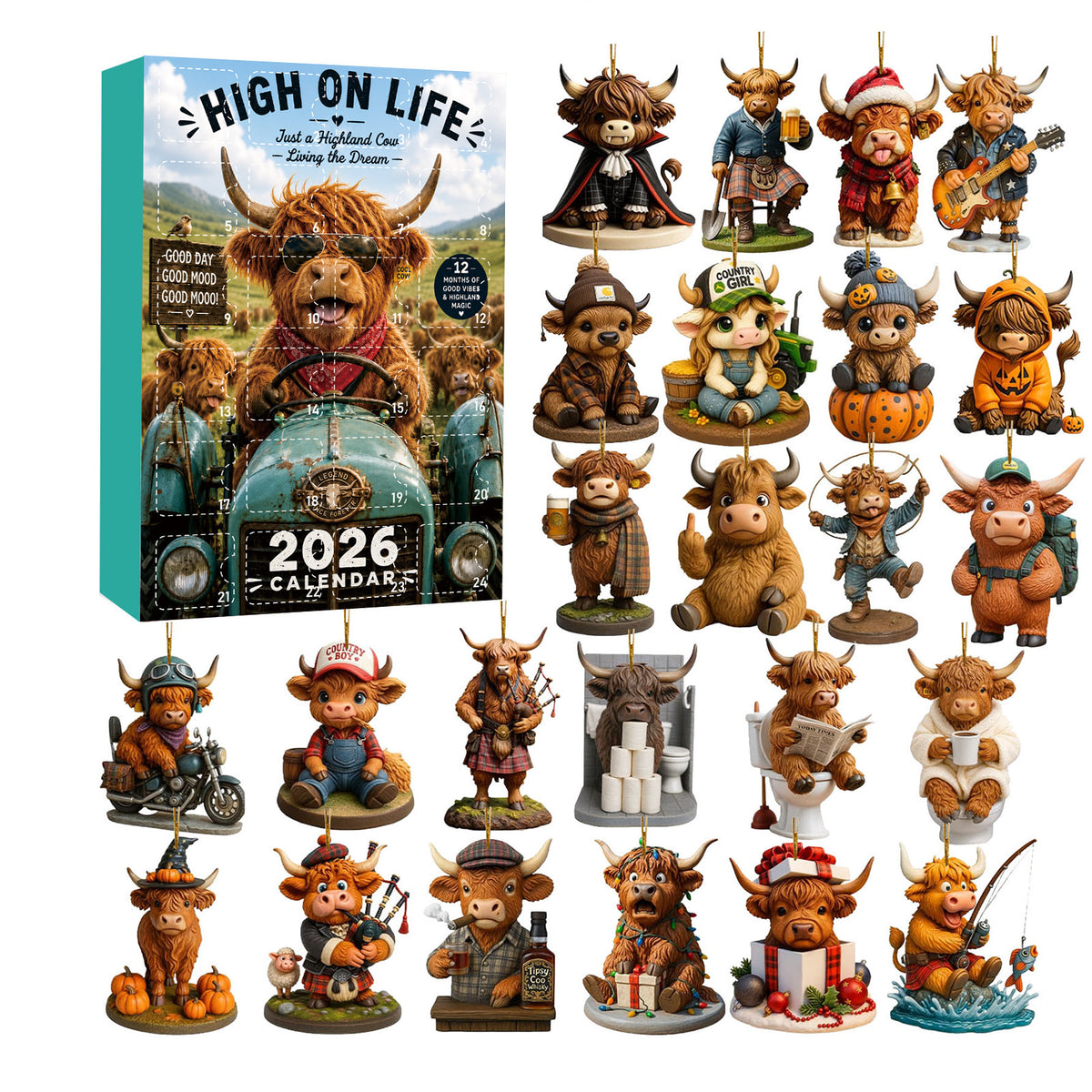 Highland Cow Christmas Acrylic Ornament Blind Box