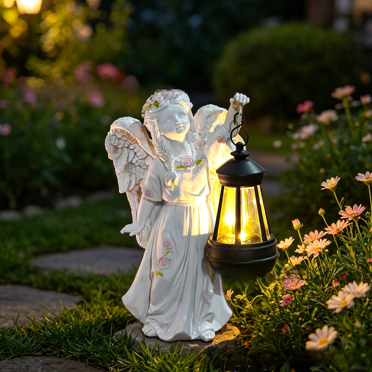 Solar Powered Angel Lantern Garden Decoration