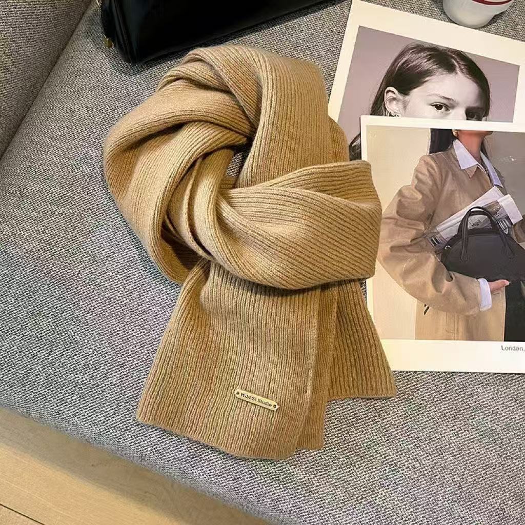 Knitted Winter Scarf with Christmas Patterns