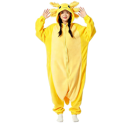 Halloween Fleece Hooded Onesie Funny Outfit Couple Cartoon Loungewear