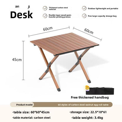 Portable Outdoor Folding Picnic Table with Wood Grain Surface