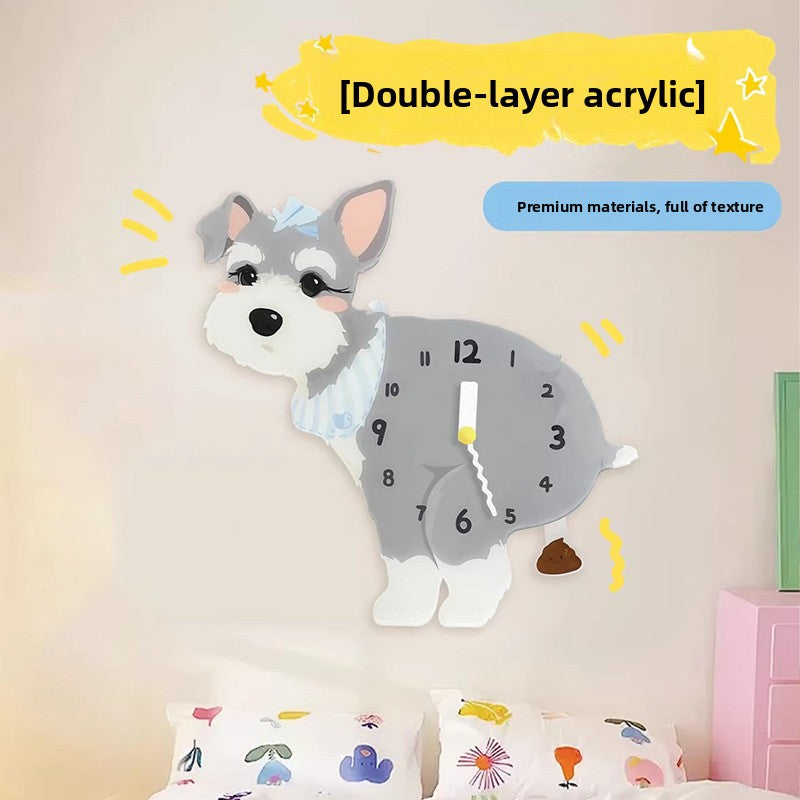 Pet Themed Silent Wall Clock with Moving Decoration