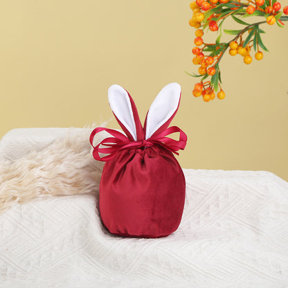 Cross Border Easter Rabbit Ears Velvet Bag Gift Box Candy Box Party Gift Candy Box Creative Ins Bundle Pocket
