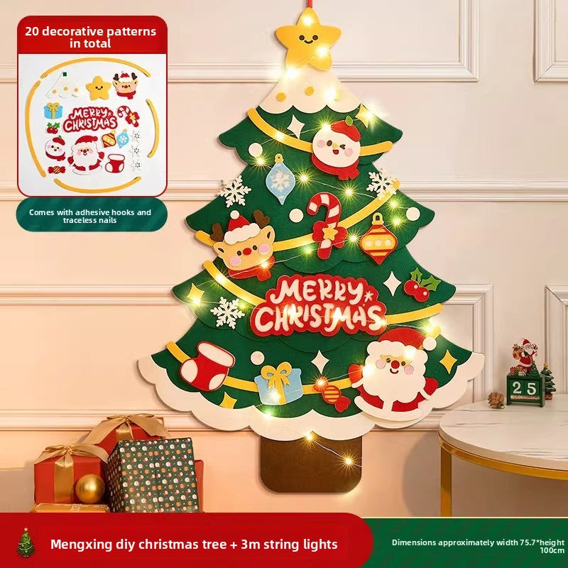 DIY Felt Christmas Tree Wall Decoration with LED Lights