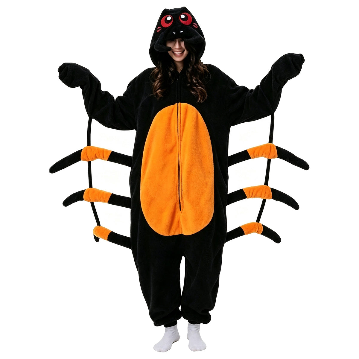 Halloween Fleece Hooded Onesie Funny Outfit Couple Cartoon Loungewear
