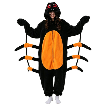 Halloween Fleece Hooded Onesie Funny Outfit Couple Cartoon Loungewear