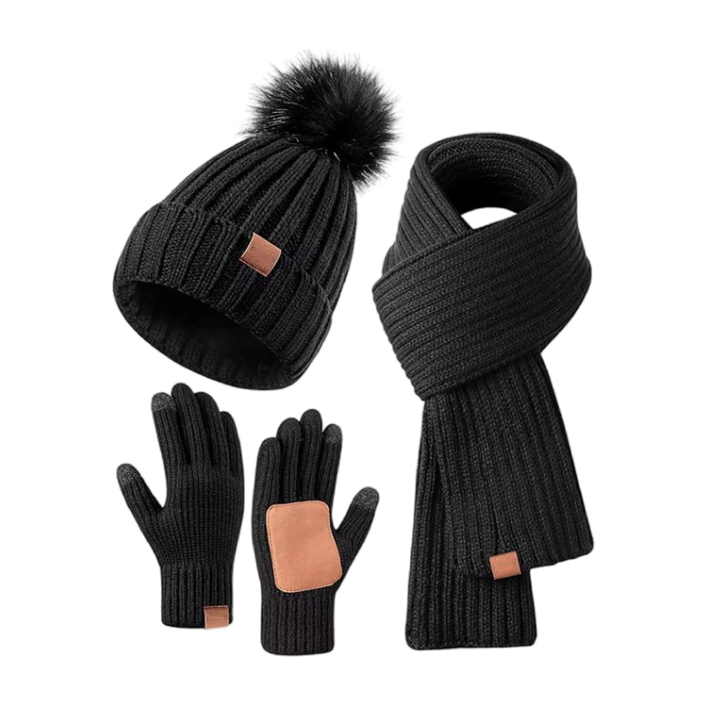 Winter Knitted Hat Scarf Gloves