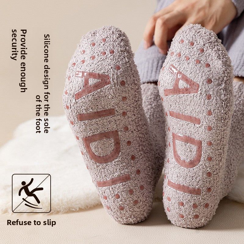 Fleece-Lined Anti-Slip Floor Socks for Winter
