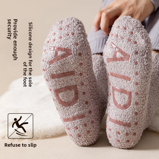 Fleece-Lined Anti-Slip Floor Socks for Winter