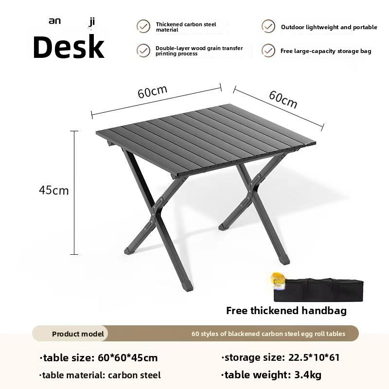 Portable Outdoor Folding Picnic Table with Wood Grain Surface