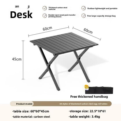 Portable Outdoor Folding Picnic Table with Wood Grain Surface