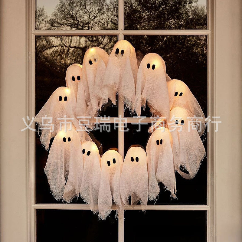 Halloween Light-Up Ghost Garland Front Door Decoration Pendant