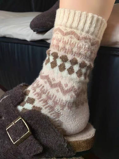 Nordic Fair Isle Wool Winter Socks