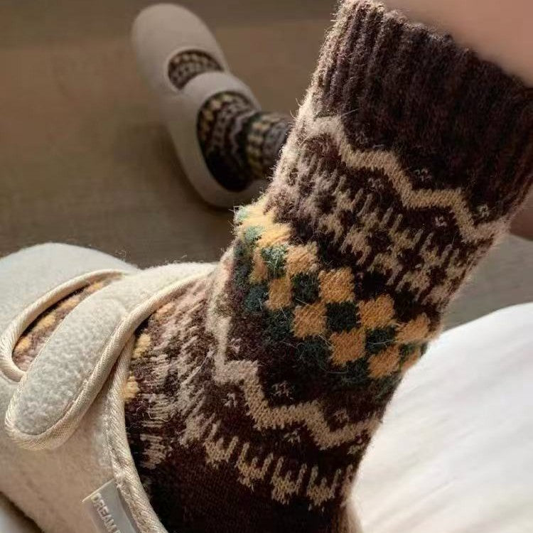 Nordic Fair Isle Wool Winter Socks
