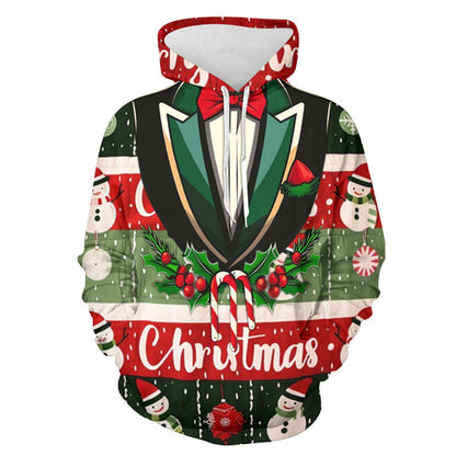 Mens Christmas Print Hooded Sweatshirt