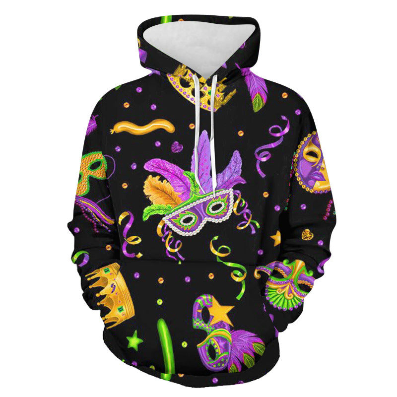 Mens Christmas Print Hooded Sweatshirt