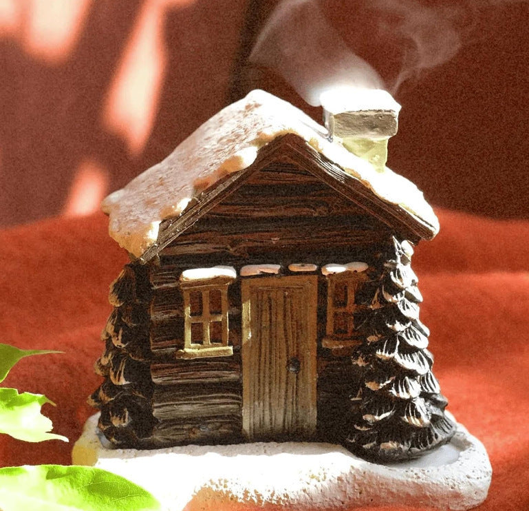Christmas Cabin Incense Burner Holiday Decoration