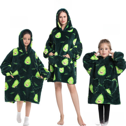 Turtleneck and patch front hooded blanket