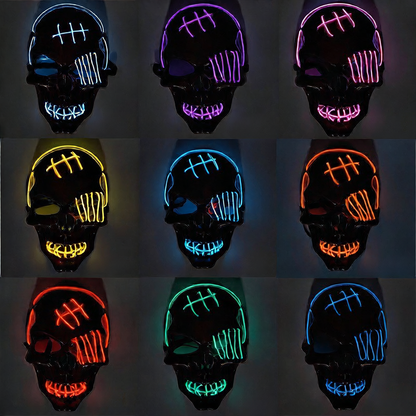 LED Luminous Halloween Skull Mask USB Rechargeable Horror Costume Prop