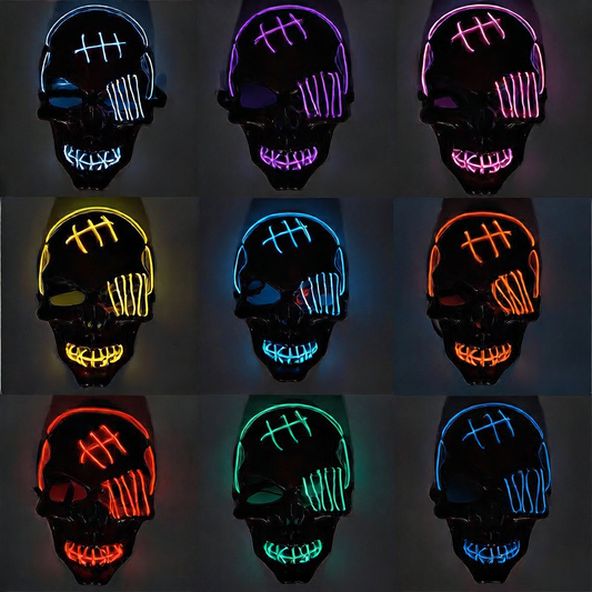 LED Luminous Halloween Skull Mask USB Rechargeable Horror Costume Prop