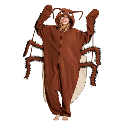 Halloween Fleece Hooded Onesie Funny Outfit Couple Cartoon Loungewear