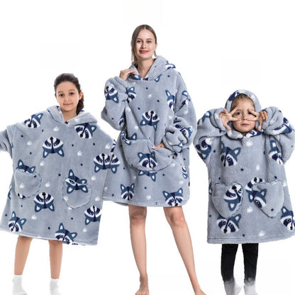 Turtleneck and patch front hooded blanket