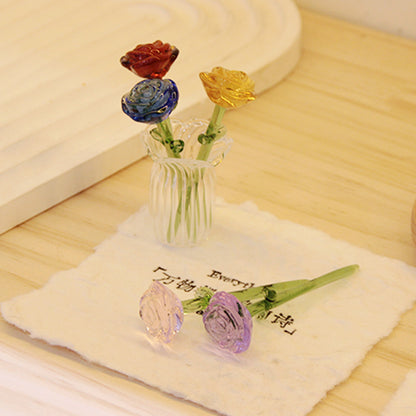 Glazed Glass Rose Bouquet Desktop Decoration