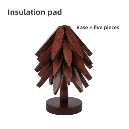 Christmas Tree Shaped Wooden Heat Insulation Coaster Set
