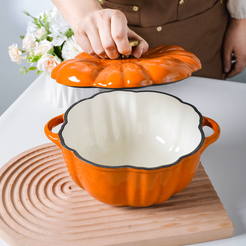 Small Happiness Cast Iron Pumpkin Enamel Pot Stew Pot