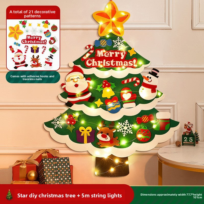 DIY Felt Christmas Tree Wall Decoration with LED Lights