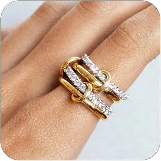 Geometric Copper Zircon Stackable Rings