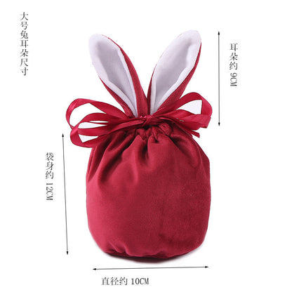 Cross Border Easter Rabbit Ears Velvet Bag Gift Box Candy Box Party Gift Candy Box Creative Ins Bundle Pocket