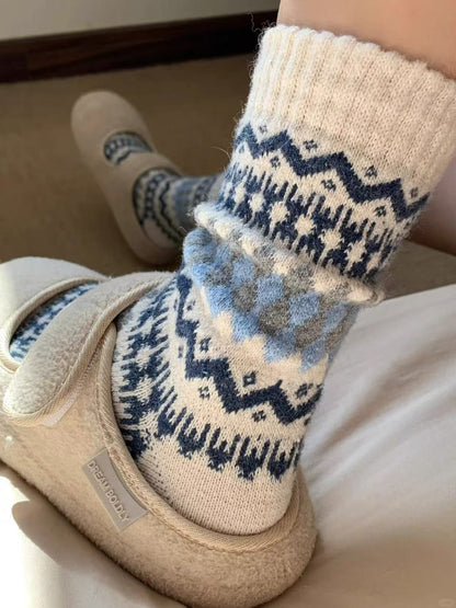 Nordic Fair Isle Wool Winter Socks