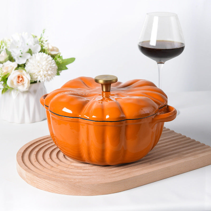 Small Happiness Cast Iron Pumpkin Enamel Pot Stew Pot
