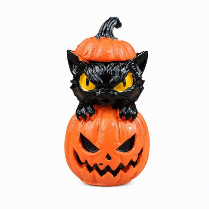 Halloween Cat Pumpkin Ornament Horror Resin Statue Decoration Gift