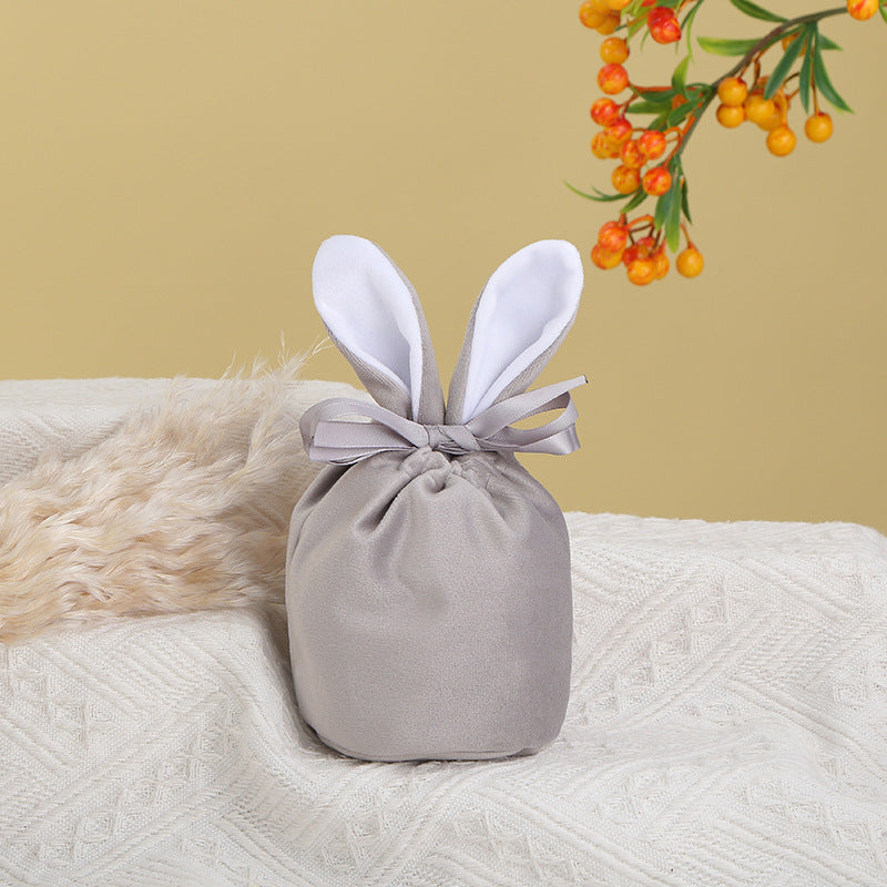 Cross Border Easter Rabbit Ears Velvet Bag Gift Box Candy Box Party Gift Candy Box Creative Ins Bundle Pocket