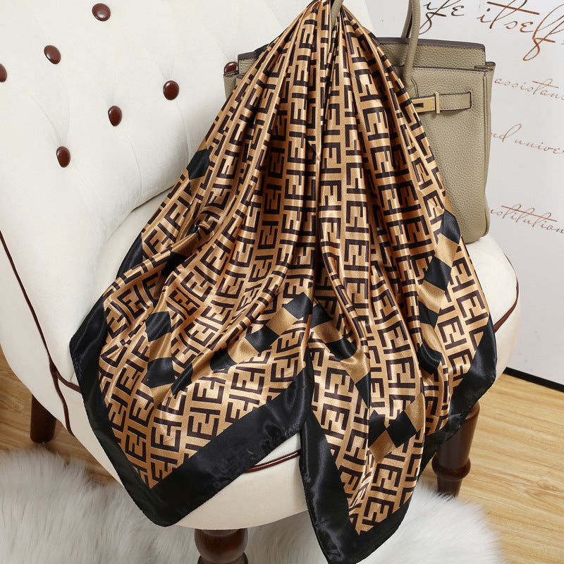 Retro Cashew Pattern Silk Scarf, Large Square Scarf for Women, Stylish and Fashionable for Spring, Autumn, and Winter, Thin Summer Shawl