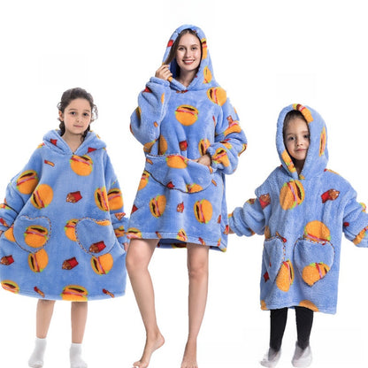 Turtleneck and patch front hooded blanket